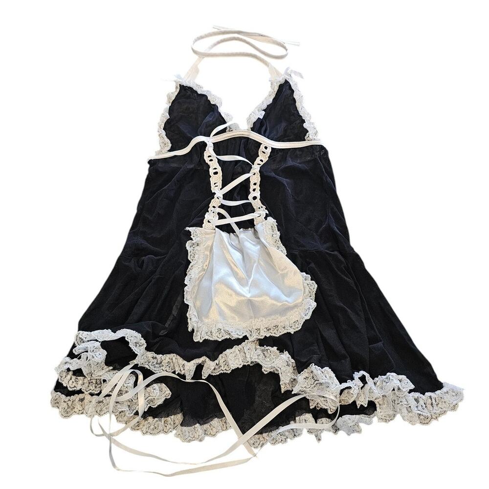 Y2K Kissable by Coquette Womens Sexy Maid Style Babydoll Nightie Black White OS